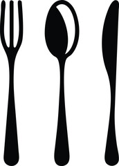 Fork, knife and spoon icon. Vector illustration