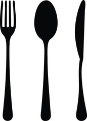 Fork, knife and spoon icon. Vector illustration