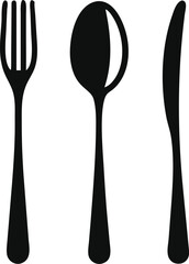 Fork, knife and spoon icon. Vector illustration
