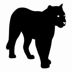 Silhouette of a Walking Panther Isolated on White Background
