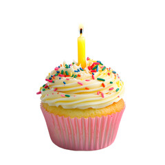 Delicious Birthday Cupcake with Candle, Perfect for Celebrations