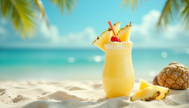 Pineapple drink on beach