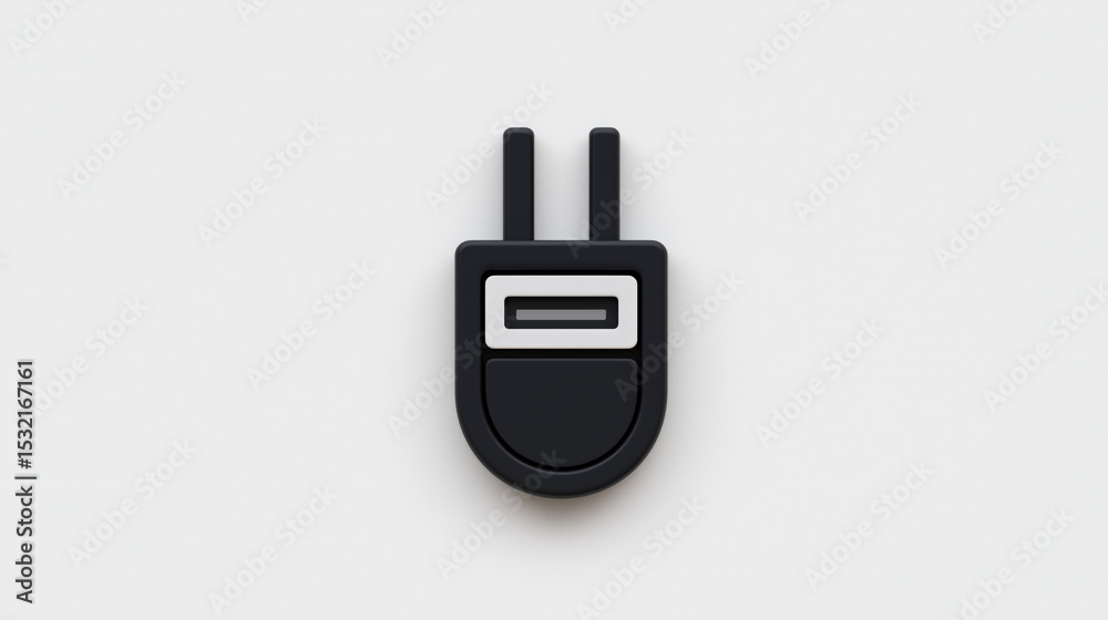 Poster minimal flat style usb plug symbol is depicted on white background, showcasing sleek and modern desi