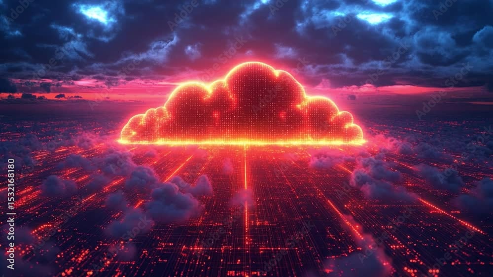 Poster celestial cloudscape: a captivating and vibrant scene unfolds, dominated by a radiant cloud, glowing