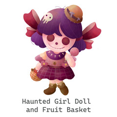 Haunted Girl Doll with Fruit Basket