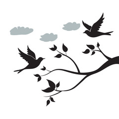 Tree With Birds Morphing Into Clouds