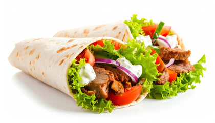 Delicious wraps filled with tender meat, fresh vegetables, and creamy sauce, all wrapped in soft flatbread, perfect for a quick meal