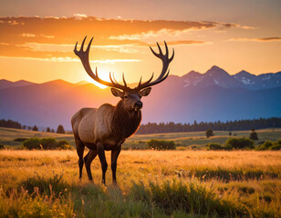 Fototapeta premium elk at sunset