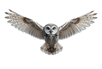 Flying Owl Isolated on Transparent Background.