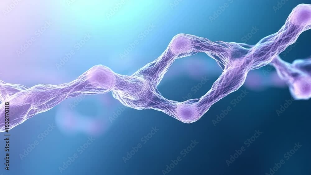Poster dna strand : a visually stunning depiction of a dna strand, with its double helix structure bathed i