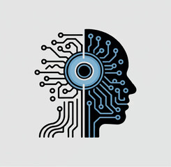 Fototapeta premium illustration, technology, abstract, chip, digital, vector, line, technical, tech, drawing, concept, science, ai, simple, board, black, texture, design, modern, pattern, circuit, background, cyborg, sk