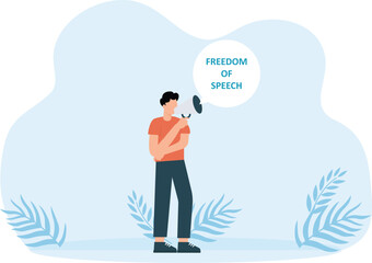 boot trampling on a man dictator with freedom of speech, authority 3d animation concept

