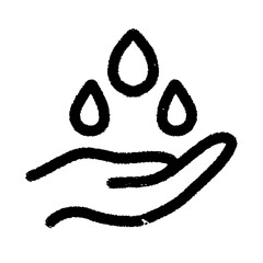 Water Drops Hand Icon Handdrawn