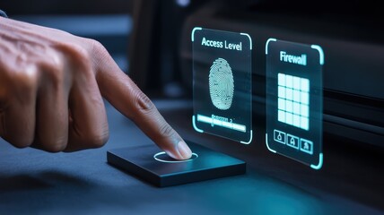 A hand using a biometric fingerprint scanner.