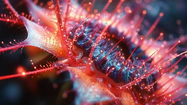 close up view of a Venus flytrap plant with clear detail view