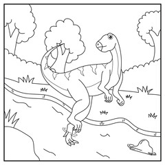 Cute cartoon dinosaur Qantassaurus, funny illustration, coloring book for kids and children.