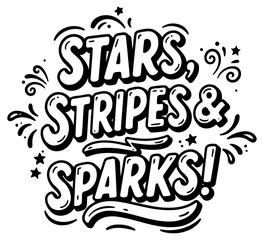 Fototapeta premium Stars. Stripes & Sparks graphic design with no demographic details in a graphic design/typography setting. Bold. stylized text display on a clean background.