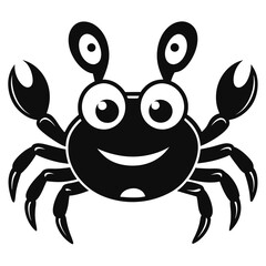 Cheerful cartoon crab presents a big smile and has a simple, friendly appearance
