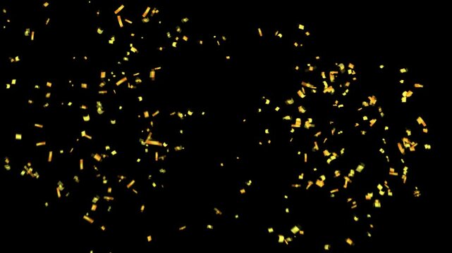 three count down with confetti in the end 4k video in black screen