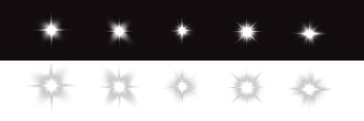 Glowing White Light Sparkle &ndash; Transparent PNG with Shiny Star Effect, Silver Glow, Flare and Lens Light Burst, Perfect for Highlights, Magic and Christmas Decor	
