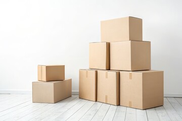 Stacked Cardboard Boxes Ready for Moving House Relocation Packing Supplies