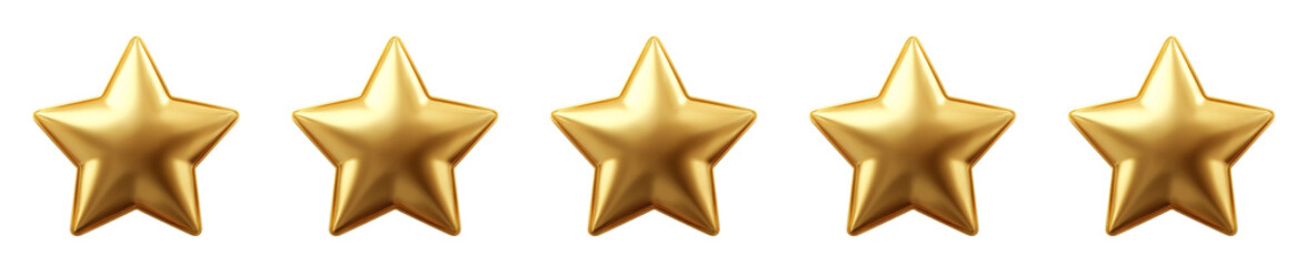 5 Golden 3d stars isolated