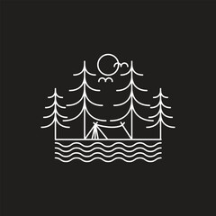 camping logo design vector outline