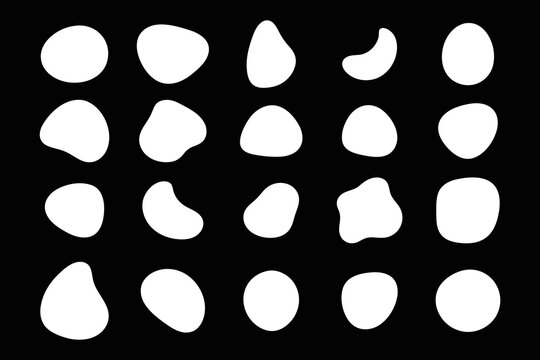 Minimal monochrome liquid blobs set with abstract organic shapes