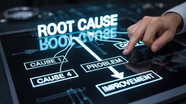 A diagram illustrating the root cause analysis process.