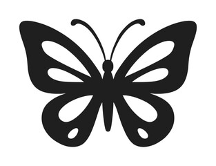 Black Butterfly Silhouette Isolated on White - Elegant Insect Design