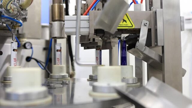 close up view of final sailed ointment tubes coming to the machine  