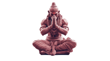 Ancient Buddha statue in meditation pose isolated on white background
