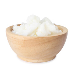 Shea butter in bowl isolated on white