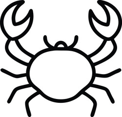 Simplified outline of a crab with its pincers raised on a clean white backdrop
