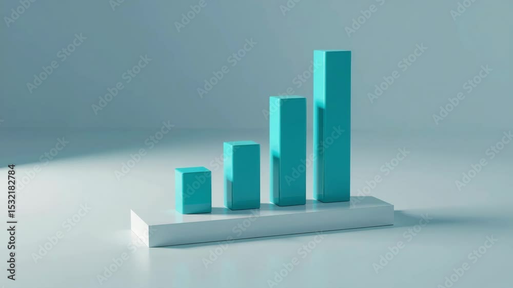 Poster a 3d blue bar chart with four ascending columns is displayed on a light background, representing gro
