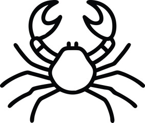 A black outline of a crab stands alone against a stark white backdrop