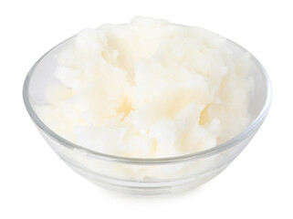 Shea butter in bowl isolated on white