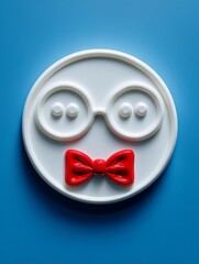 Creative 3D Clay Art Featuring Oversized Glasses and Bow Tie on Blue Background