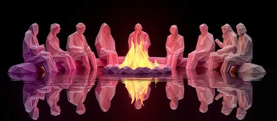 3D Clay Figures Gathered Around a Campfire for Father's Day Celebration Atmosphere