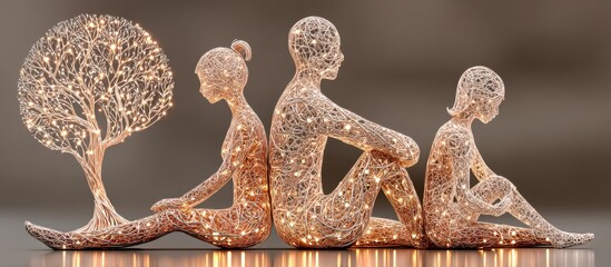 Family Picnic Scene in 3D Clay Artwork Showcasing Bonding and Nature's Beauty