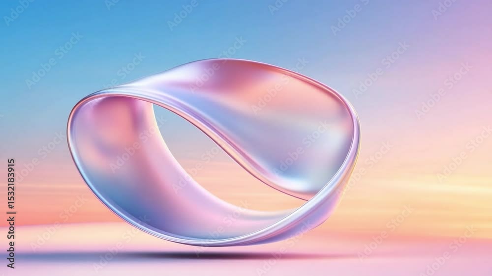 Poster elegant loop: a stunning, fluid loop, rendered in captivating gradient hues, floats gently against a