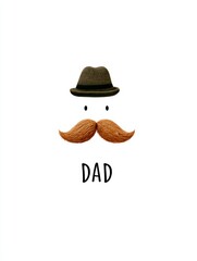 Cute Cartoon Illustration of Dad with Mustache and Hat for Father's Day Postcard