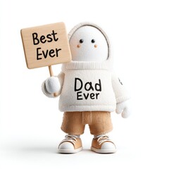 Adorable Clay Figure of a Dad Holding a Sign That Says Best Dad Ever
