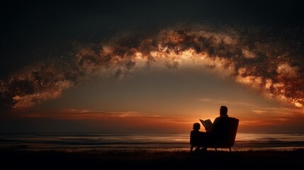 Heartfelt Family Connection Under Starry Sky During Father's Day Celebration