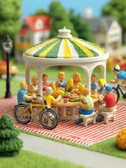 Vibrant 3D Clay Picnic Scene with Family Enjoying Corn on a Sunny Day