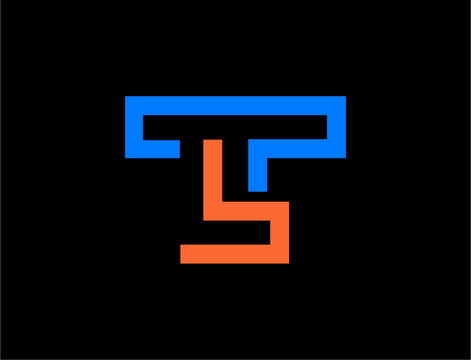 Abstract geometric letter ts design
