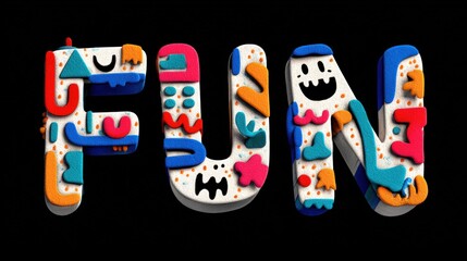 Colorful Cartoon Letters Forming the Word FUN with Animated Features