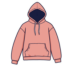 Pink hoodie with a front pocket and hood in casual style  