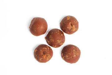 collection of Javanese sugar half pieces isolated on white background