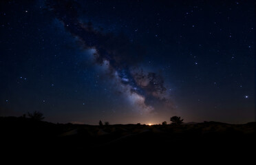 Milky Way Over Desert Night Sky